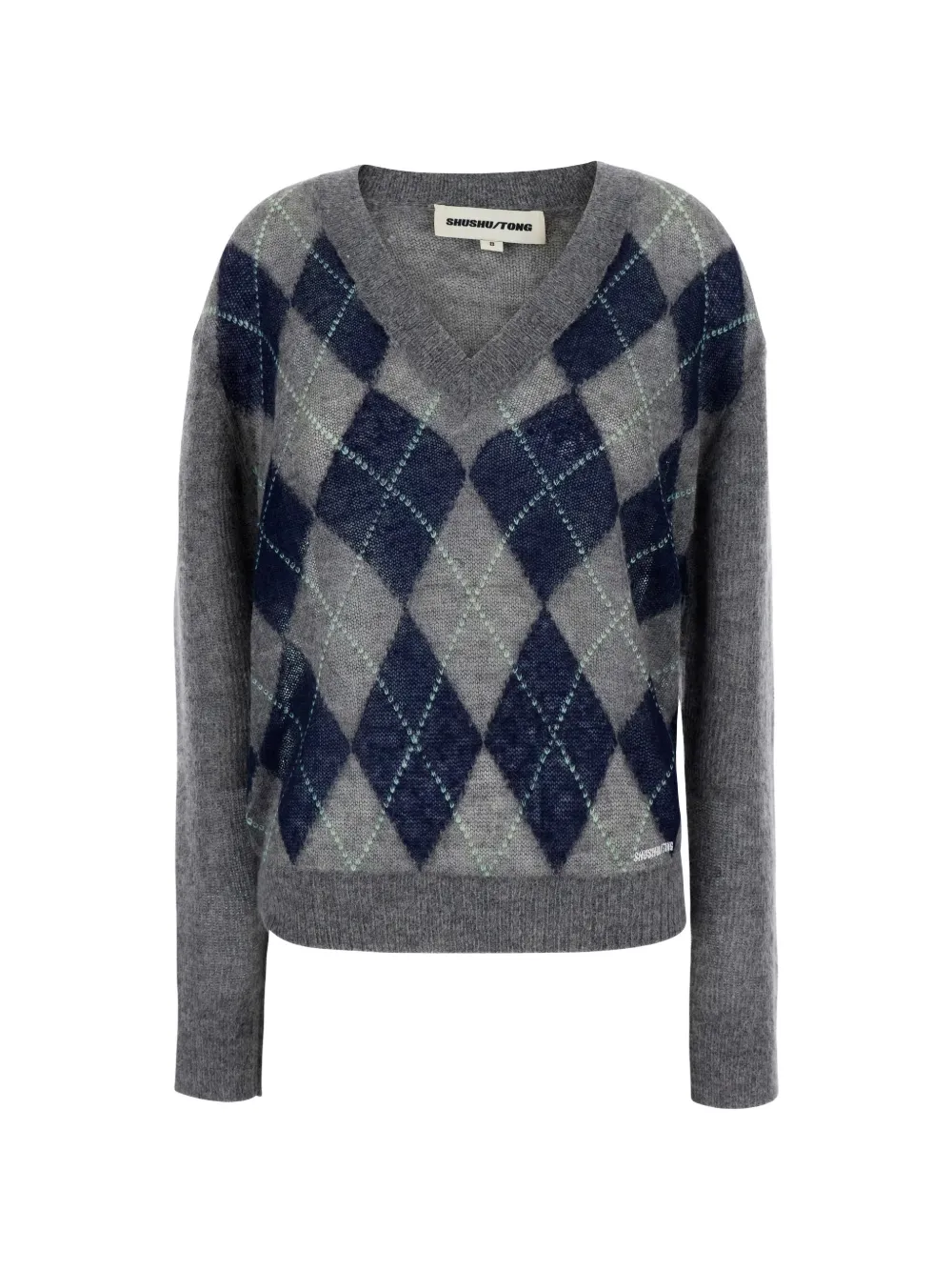SHUSHU/TONG argyle-pattern V-neck sweater