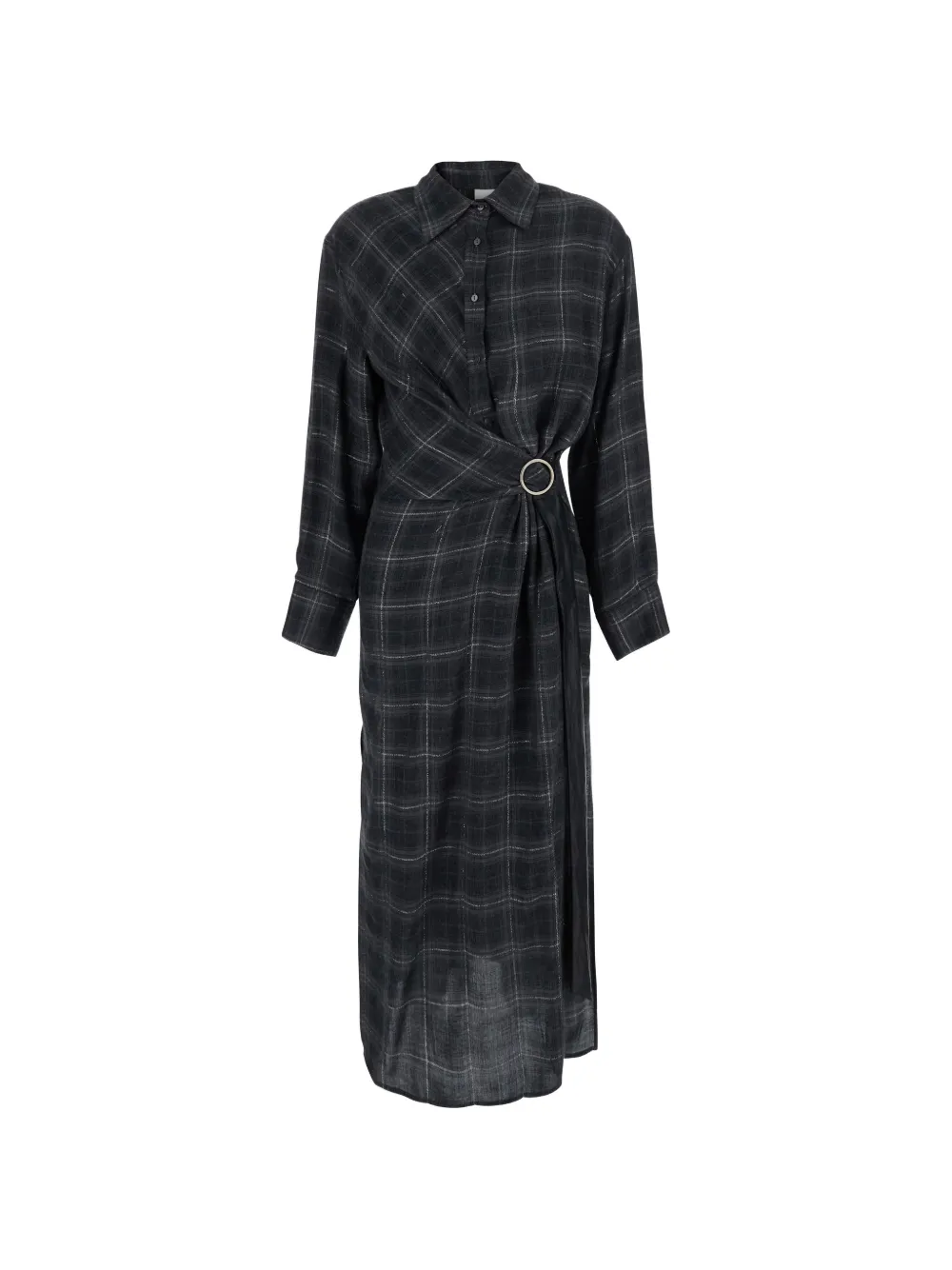 RAME check-pattern midi shirt dress