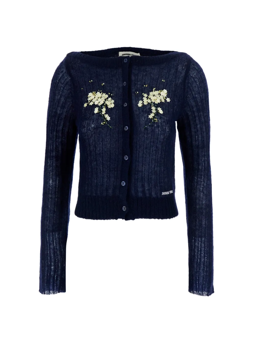 SHUSHU/TONG floral-embellished long-sleeve cardigan