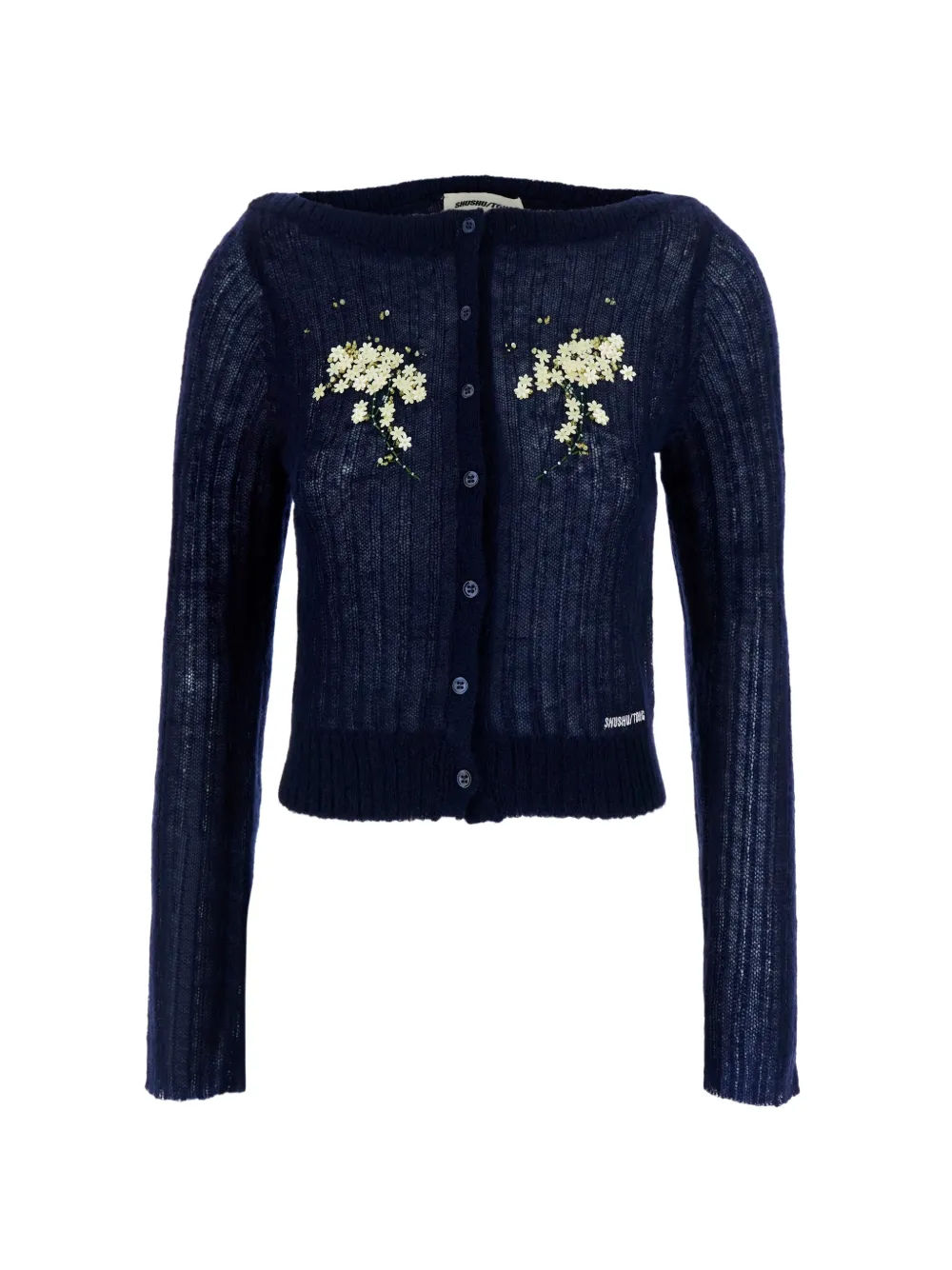 SHUSHU/TONG floral-embellished long-sleeve cardigan