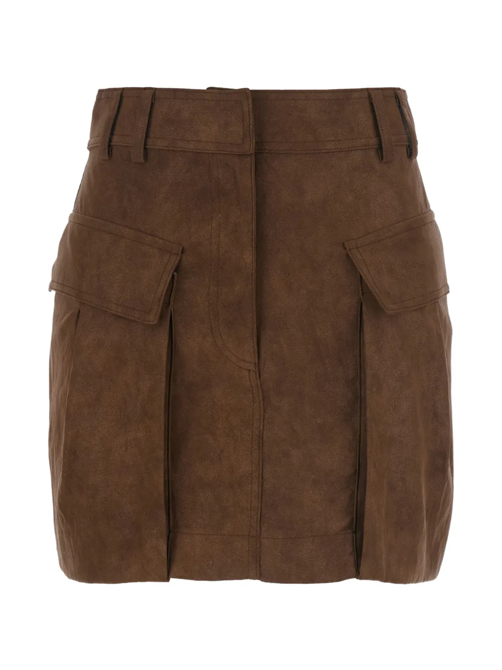 Rame Flap-pocket Mini Skirt In Brown