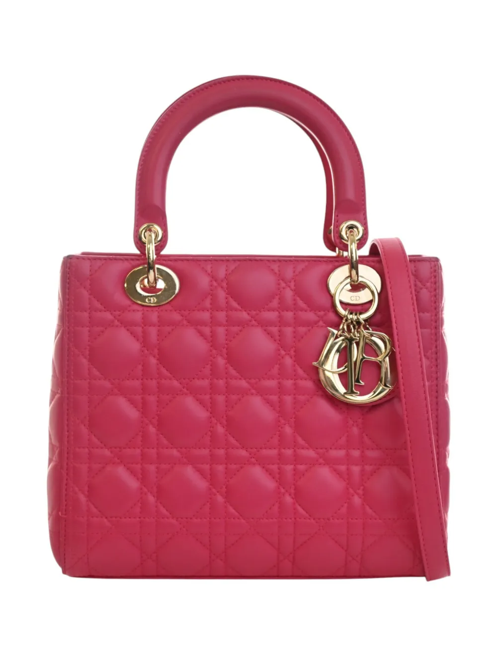 Christian Dior Pre-Owned 2013 Medium Lambskin Cannage Lady Dior satchel - Rosa