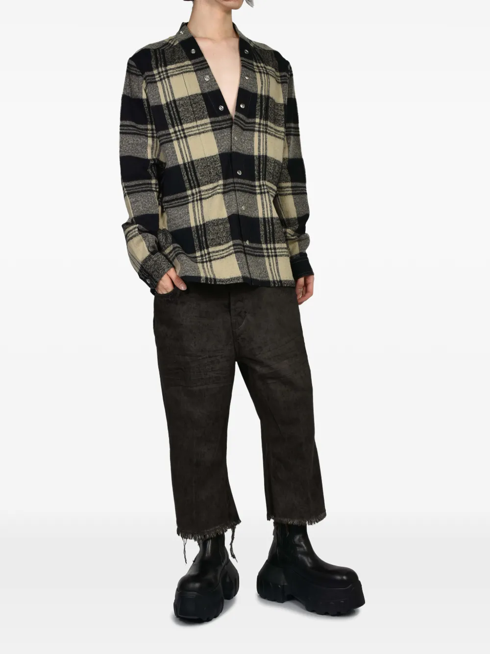 Rick Owens Larry Fogpocket overhemd met V-hals Beige