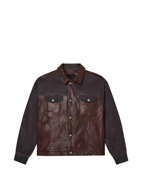 Purple Brand leather-panelled denim jacket