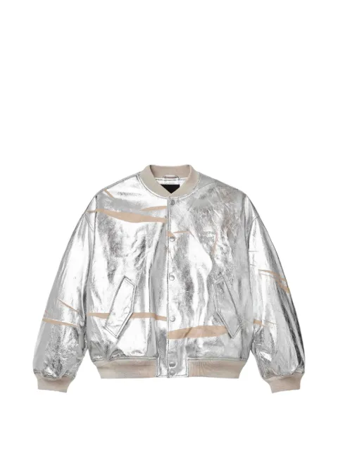 Purple Brand metallic-effect leather bomber jacket