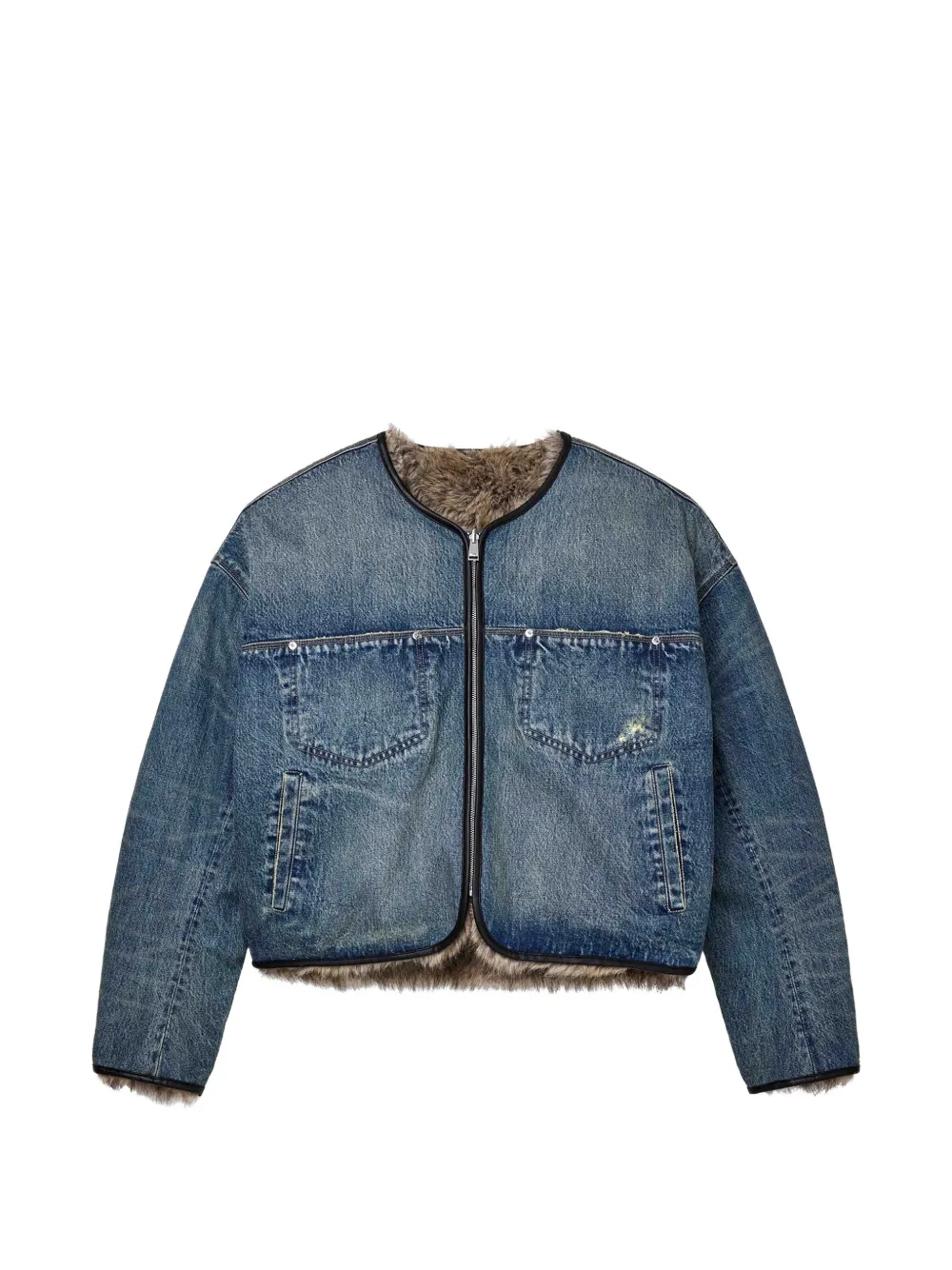 Purple Brand reversible faux-fur denim jacket - Blu