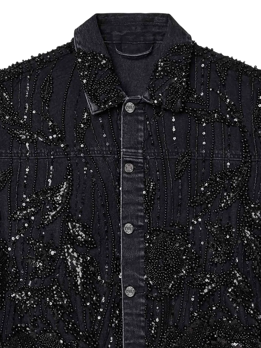 Purple Brand Denim top verfraaid met kralen Zwart