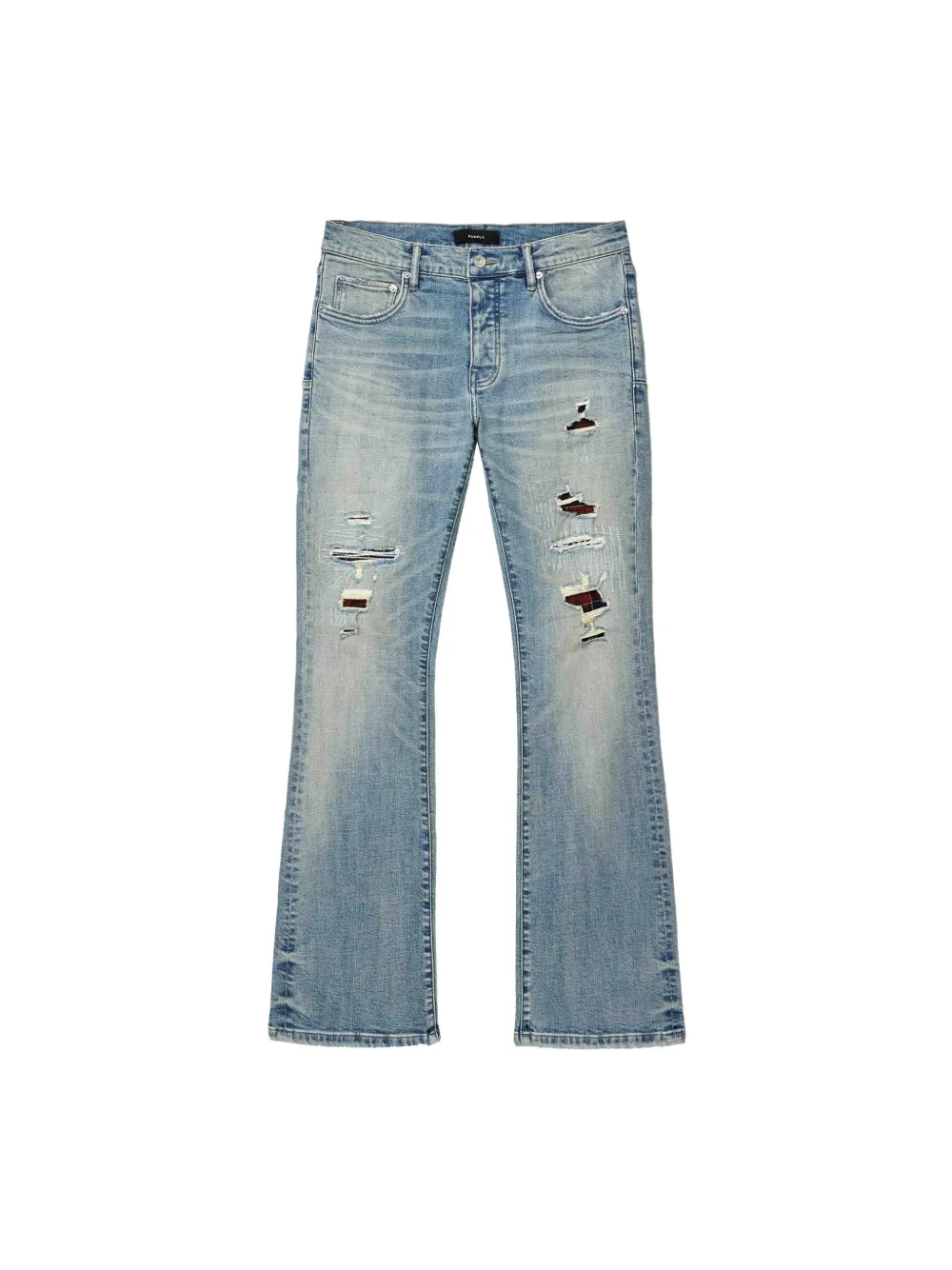 Purple Brand Gerafelde jeans met patchwork Blauw