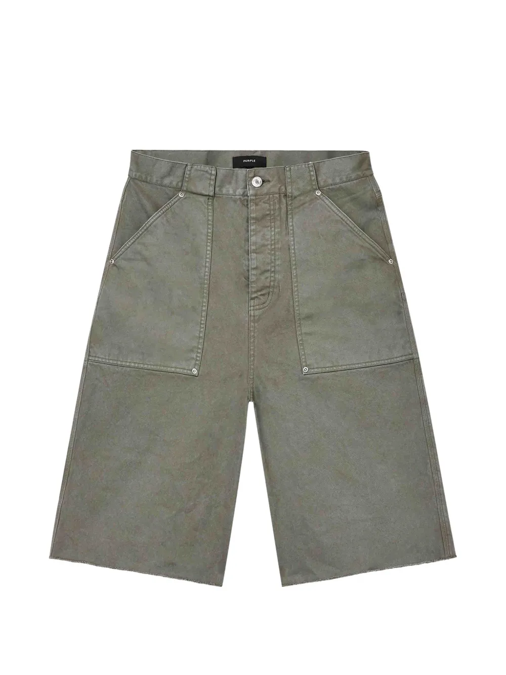 Purple Brand cotton-twill raw-cut shorts - Verde