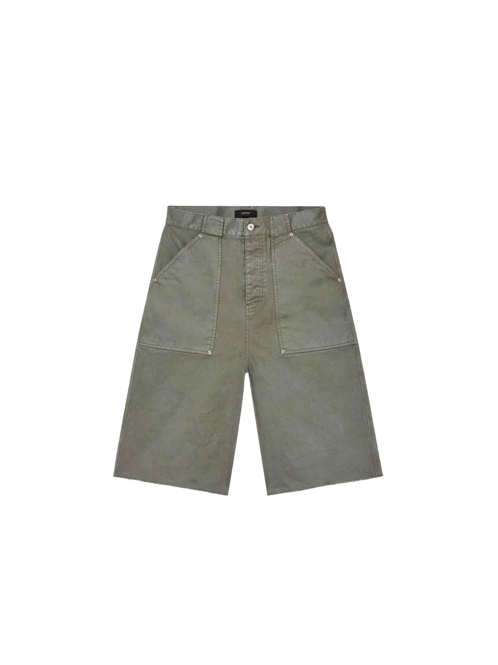 Purple Brand cotton-twill raw-cut shorts Groen