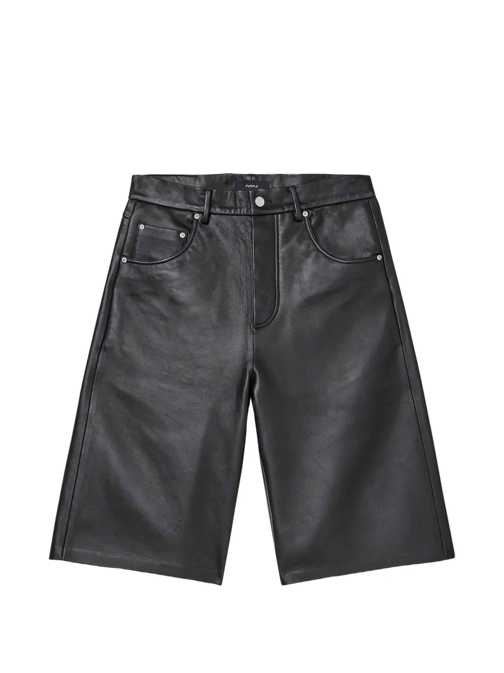 Purple Brand leather bermuda shorts - Nero