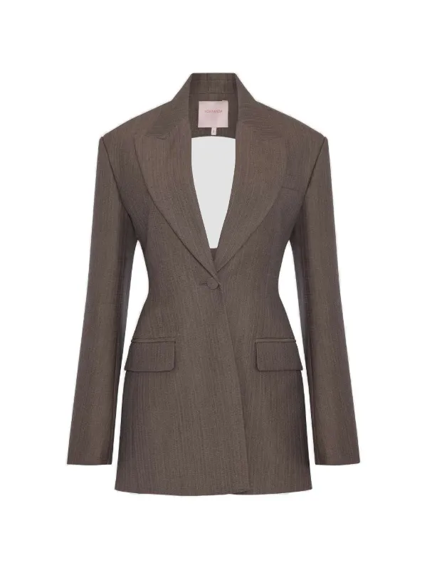 Roksanda Ivara Cut-out Wool Blazer in Brown