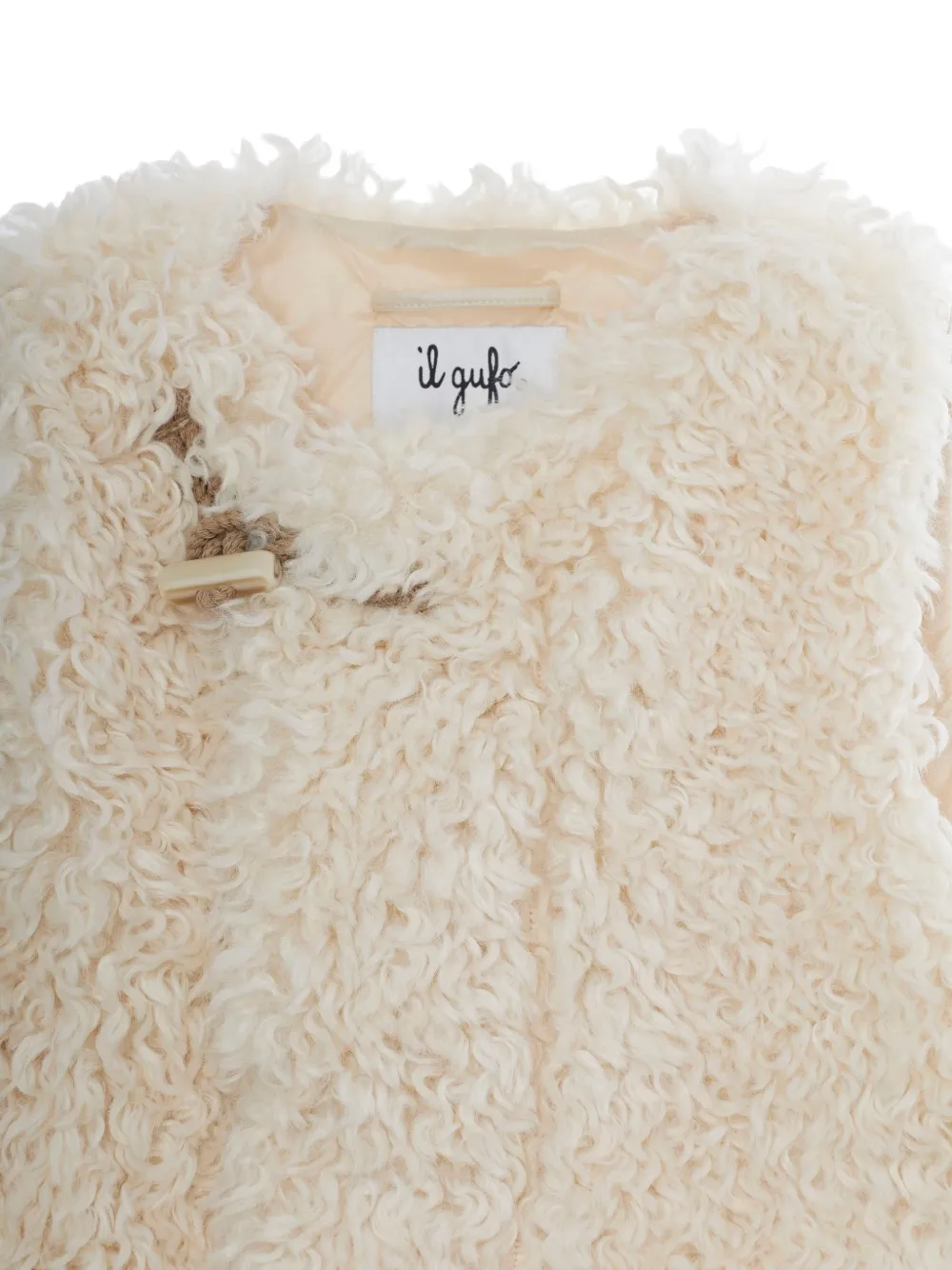Il Gufo toggle-fastening faux-shearling jacket Beige