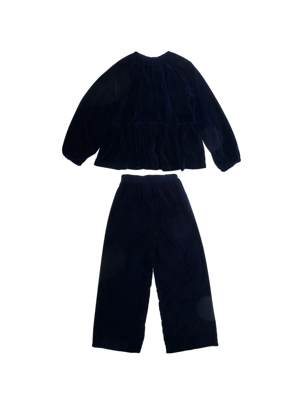 Il Gufo velvet peplum set Blauw