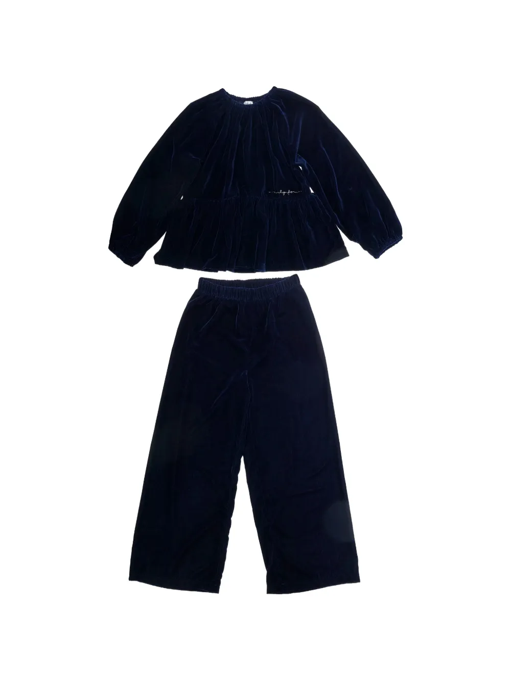 Il Gufo velvet peplum set Blauw