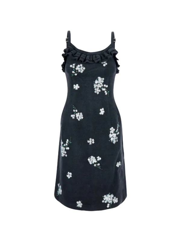 Shushu/Tong Cami Floral-embellished Mini Dress in Grey