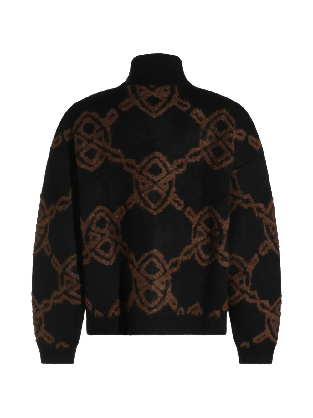 Daily Paper Black Shield monogram-pattern zip-up sweater Zwart