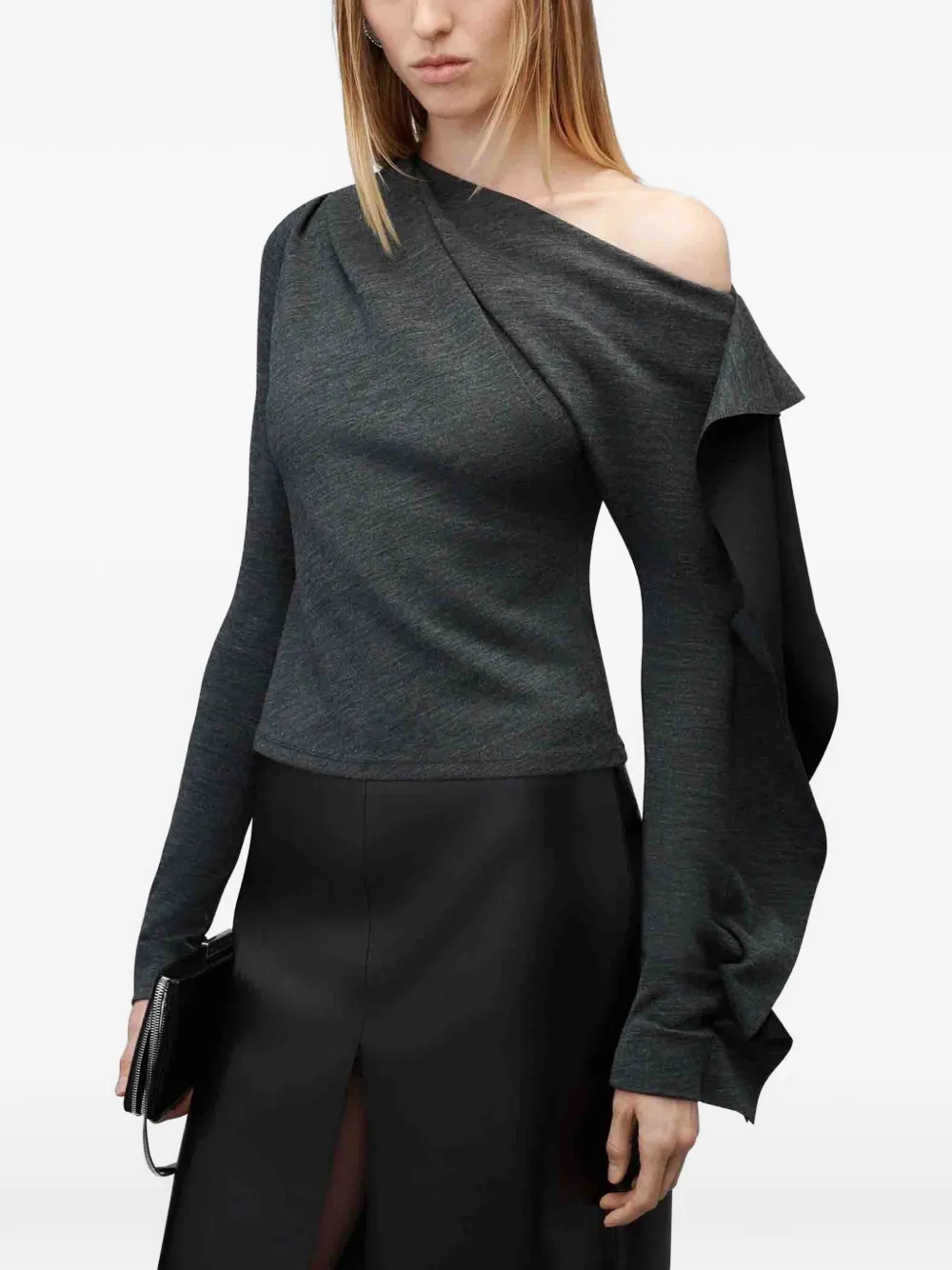 Alexander Wang Off-shoulder trui met ruches Grijs