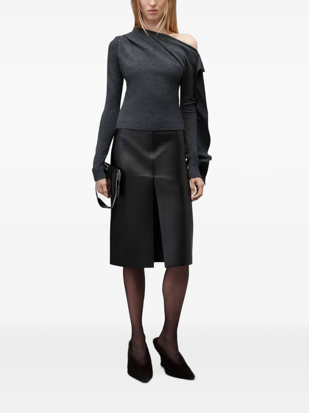 Alexander Wang Off-shoulder trui met ruches Grijs