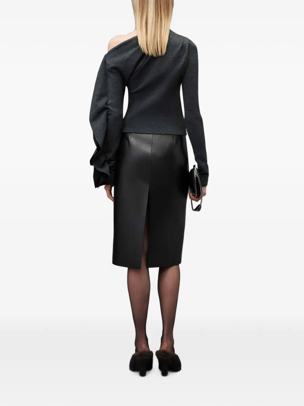 Alexander Wang Off-shoulder trui met ruches Grijs