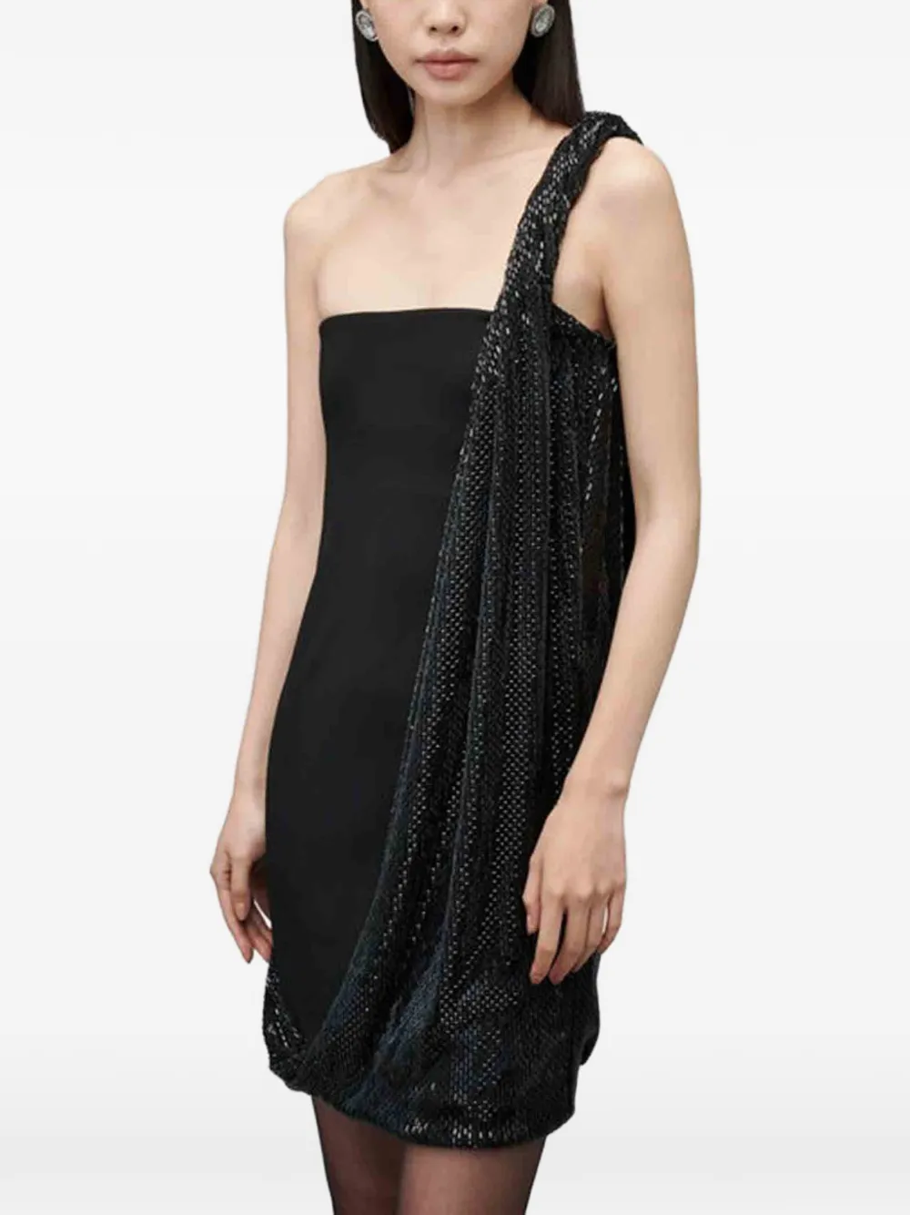 Alexander Wang asymmetric strapless dress w/ hotfix twist drape - women - Viscose/Elastane/Polyamide/Polyester/Elastane/Viscose/Elastane/Polyamid...