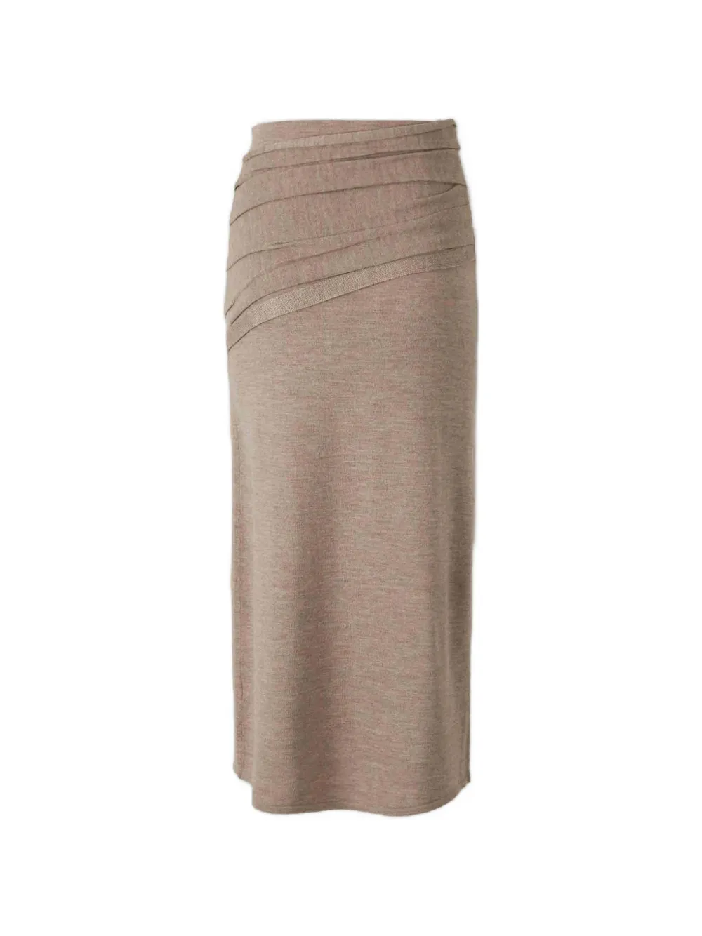 STAUD ruched knitted skirt Beige