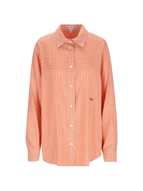 LOEWE Anagram-embroidered micro-checked shirt