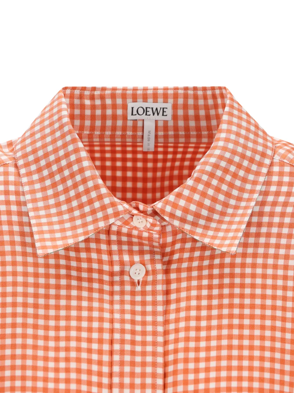 LOEWE Fijn geruite blouse met Anagram-borduurwerk Oranje
