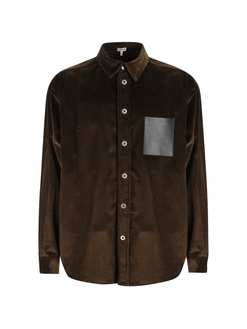 LOEWE corduroy leather-patch shirt