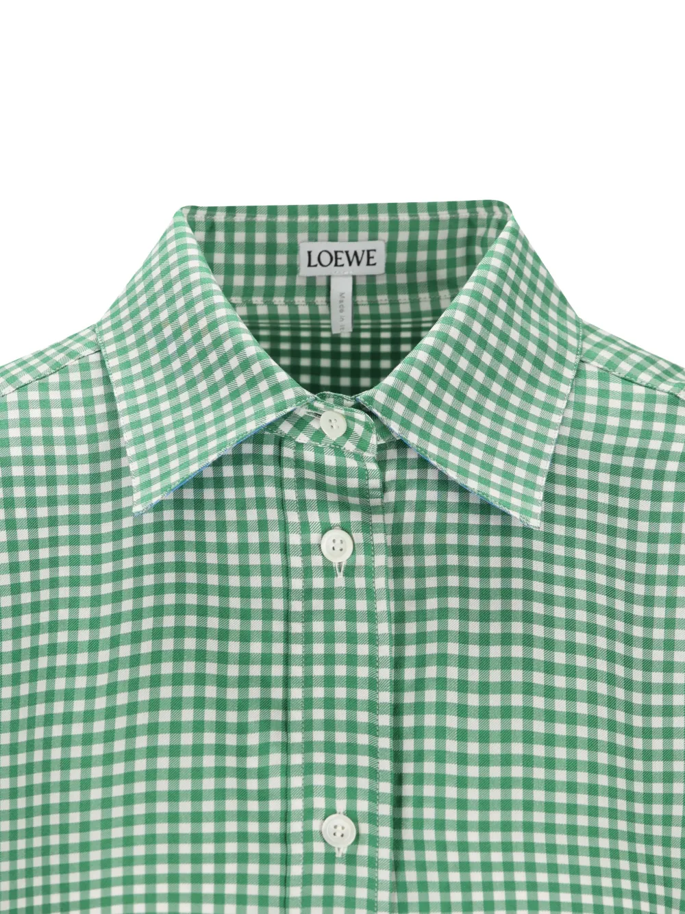 LOEWE Geruite blouse met Anagram-borduurwerk Groen