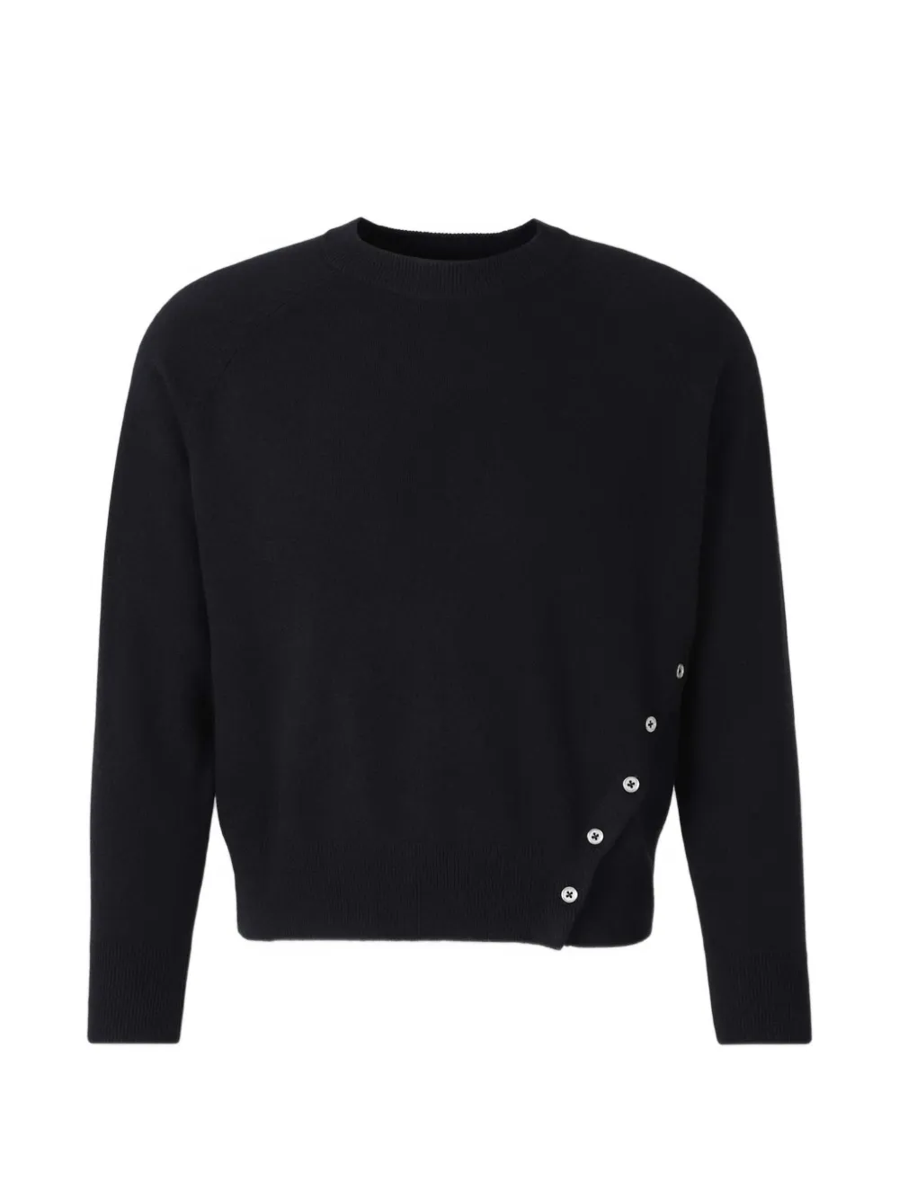 Carrer Button-detail Crew-neck Sweater In Black