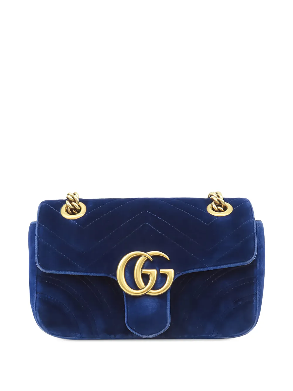 Gucci Pre-Owned 2016-2026 Small GG Marmont Matelasse Velvet shoulder bag - Blu