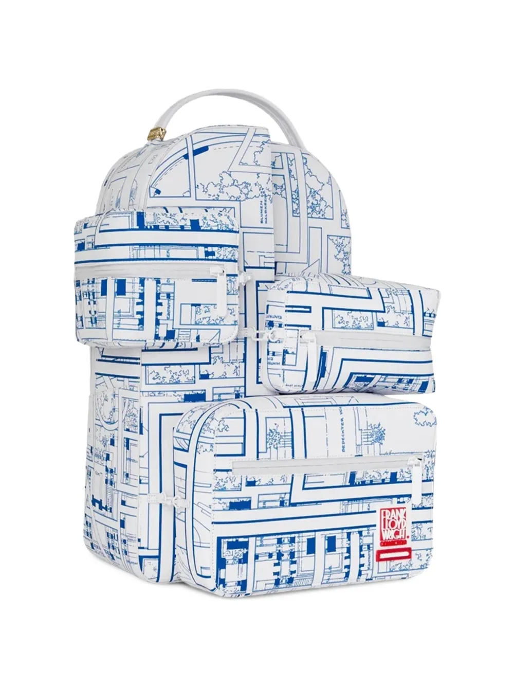 Sprayground x Frank Lloyd Wright 3D rugzak met grafische print Wit