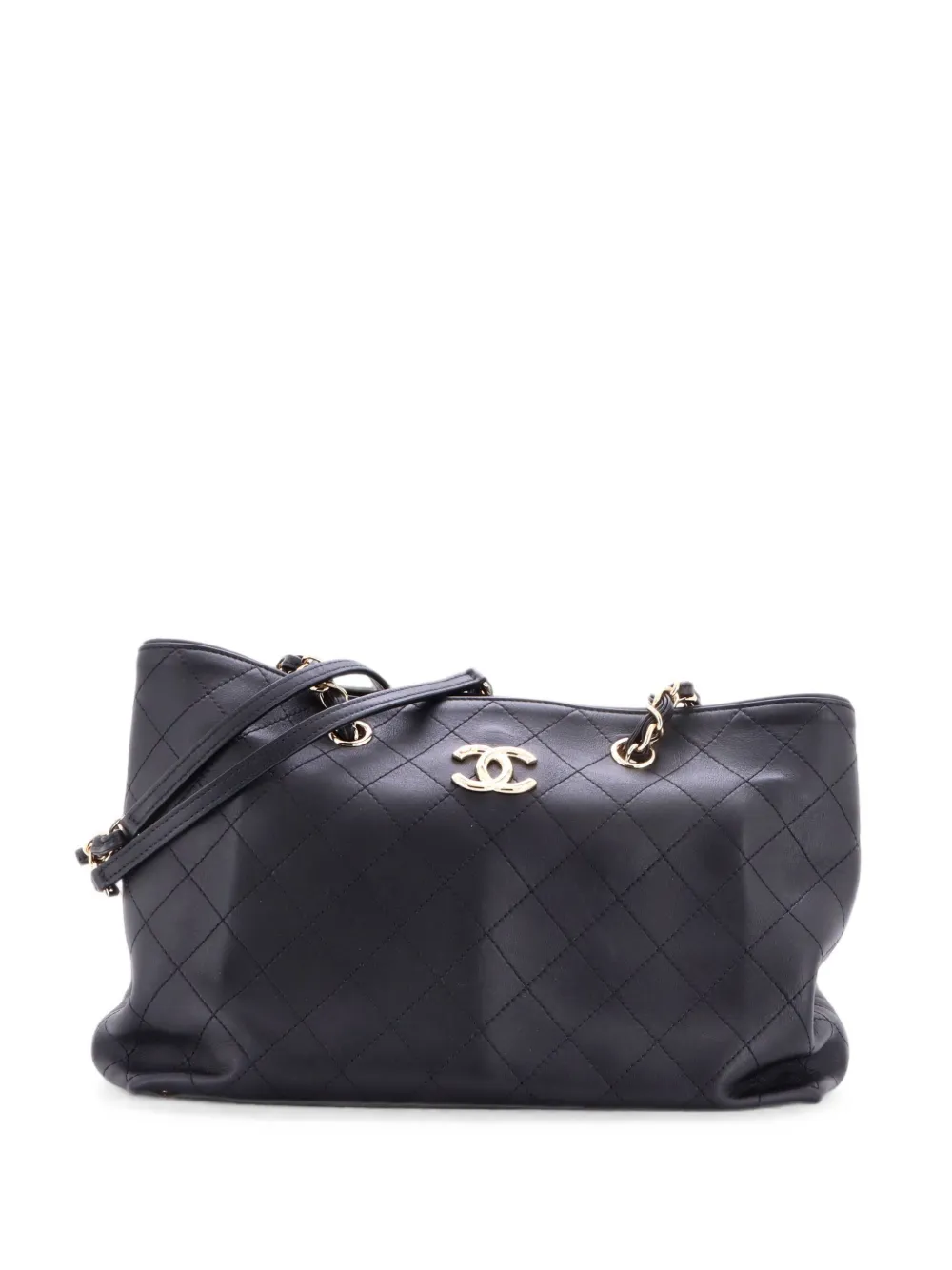 CHANEL Pre-Owned CC Chain Open Shopping Stitched Calfskin Medium tote bag - Noir