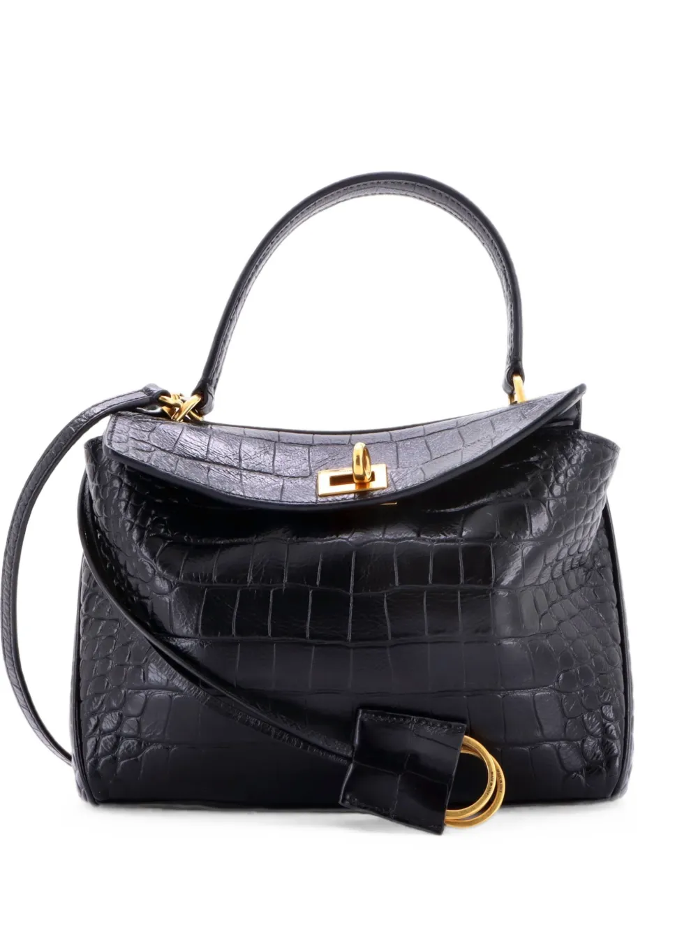 Balenciaga Pre-Owned Rodeo Crocodile Embossed Leather Mini shoulder bag - Nero