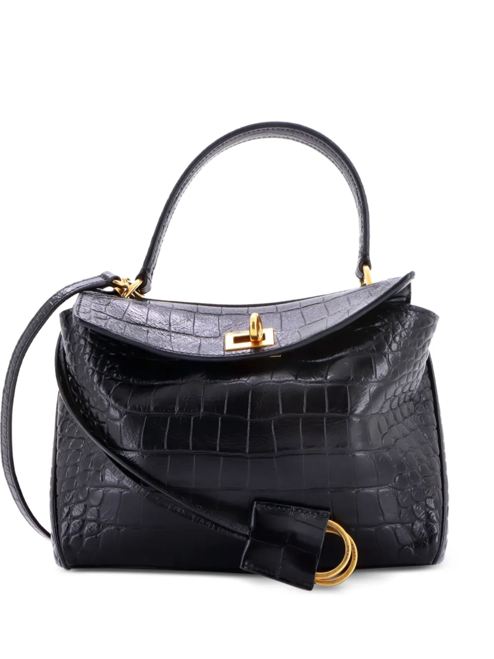 Balenciaga Pre-Owned Rodeo Crocodile Embossed Leather Mini shoulder bag - Nero