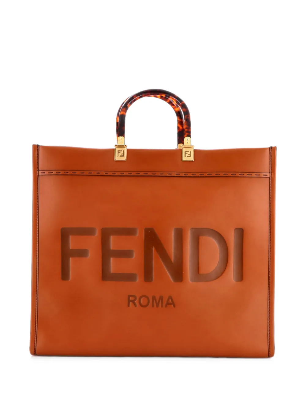 Fendi Pre-Owned Sunshine Shopper Leather Large tote bag - Marrone