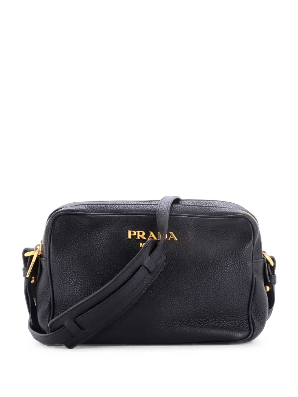 Prada Pre-Owned Double Zip Camera Bag Vitello Daino crossbody bag - Nero