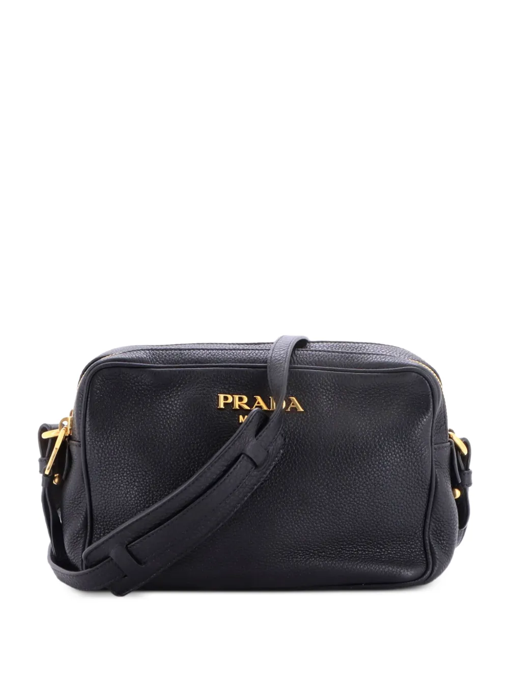 Prada Pre-Owned Double Zip Camera Bag Vitello Daino crossbody bag - Nero