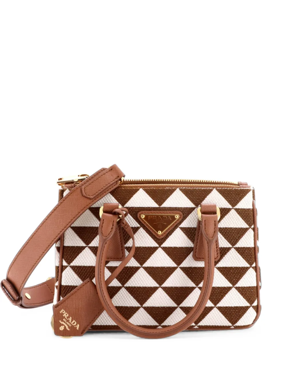 Prada Pre-Owned Galleria Double Zip Printed Fabric Mini tote bag - Marrone
