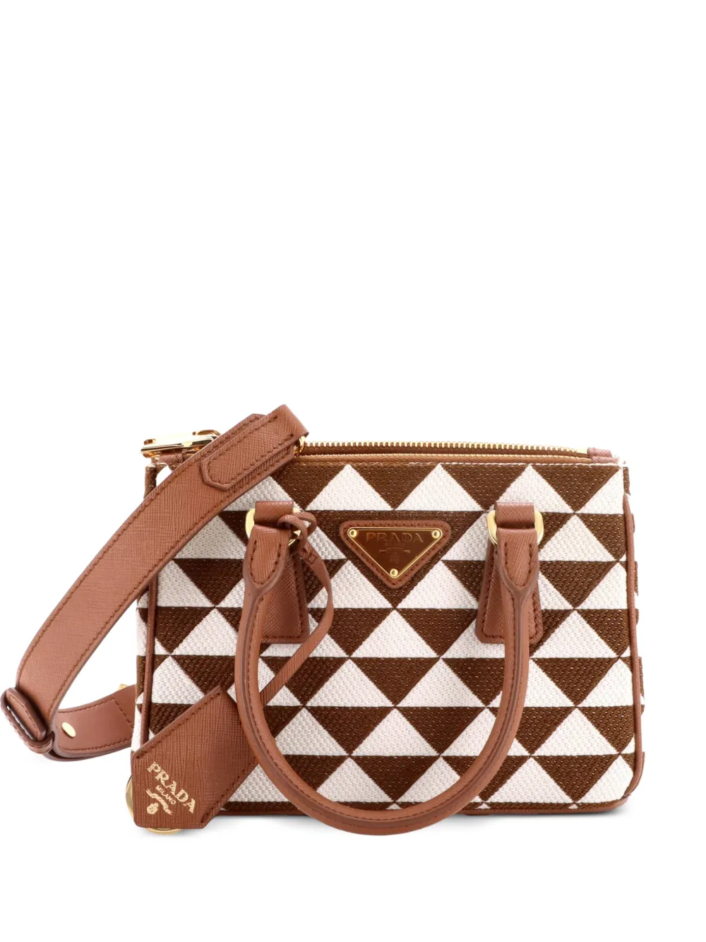 Prada Pre-Owned Galleria Double Zip Printed Fabric Mini tote bag - Marrone