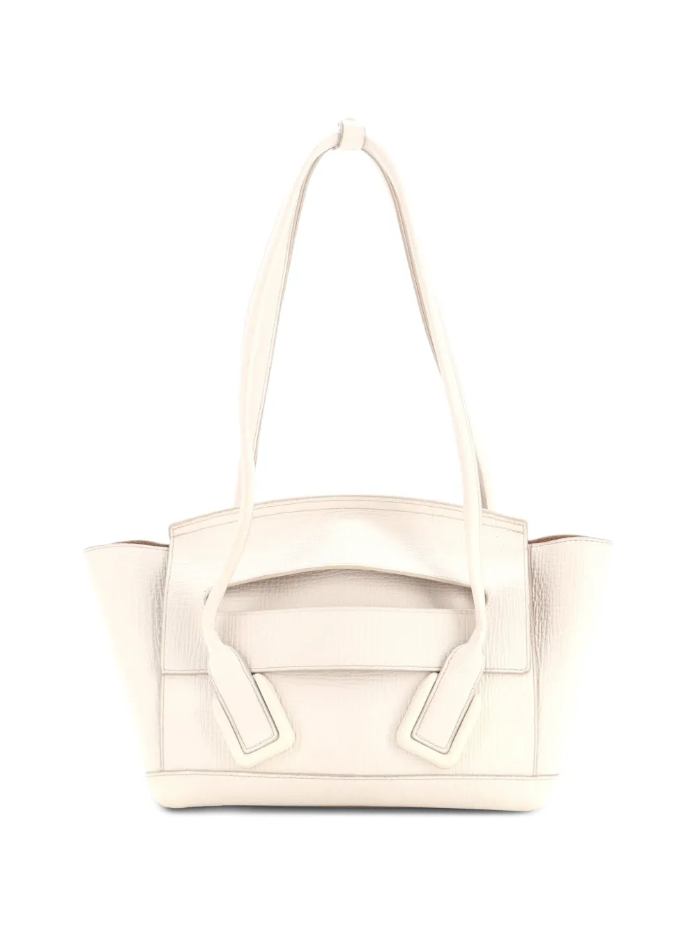 Bottega Veneta Pre-Owned Kleine Arco Satchel-Tasche aus gekörntem Leder - Weiß
