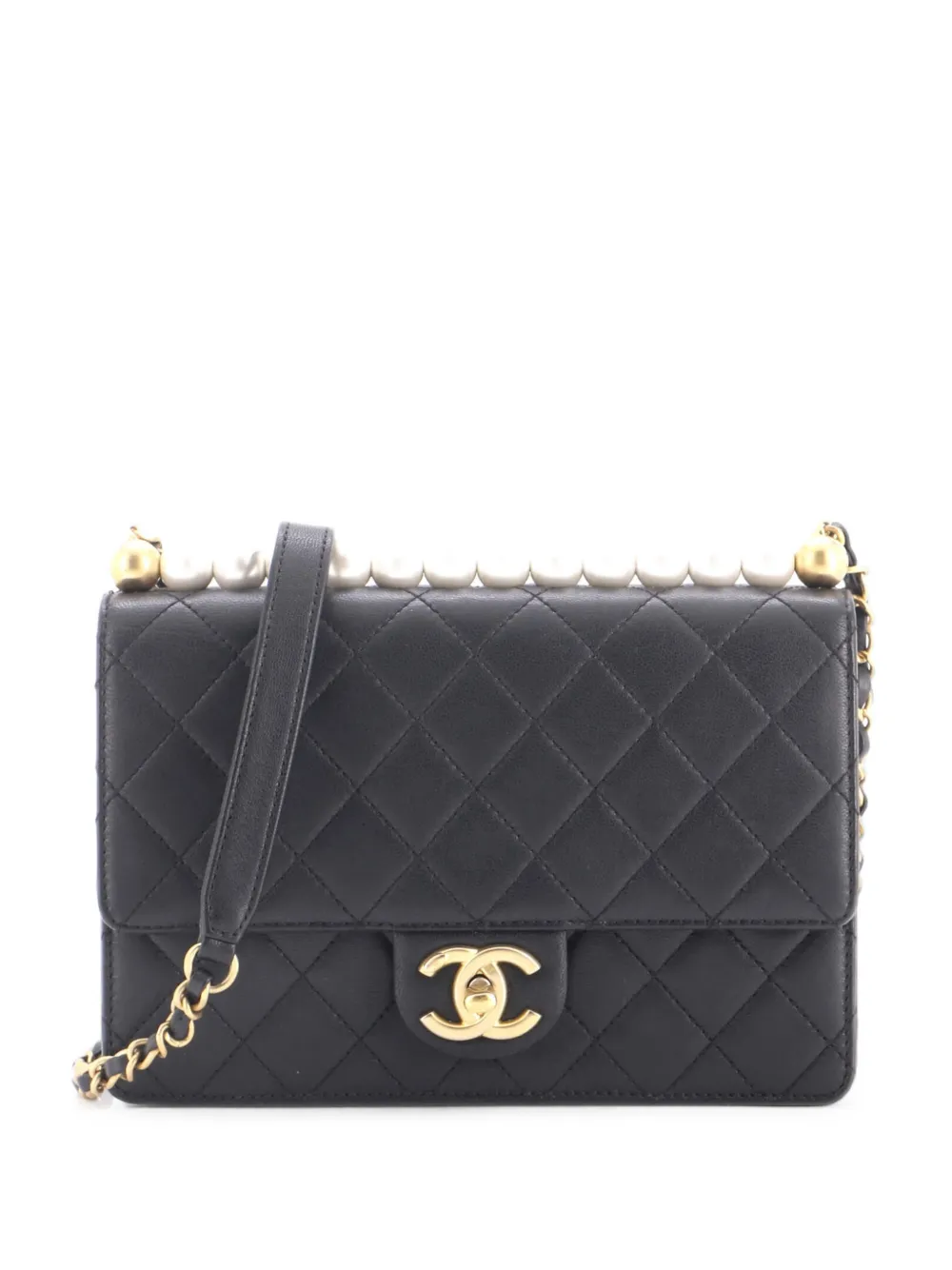CHANEL Pre-Owned Chic Pearls Flap Bag Quilted Lambskin Small shoulder bag - Nero