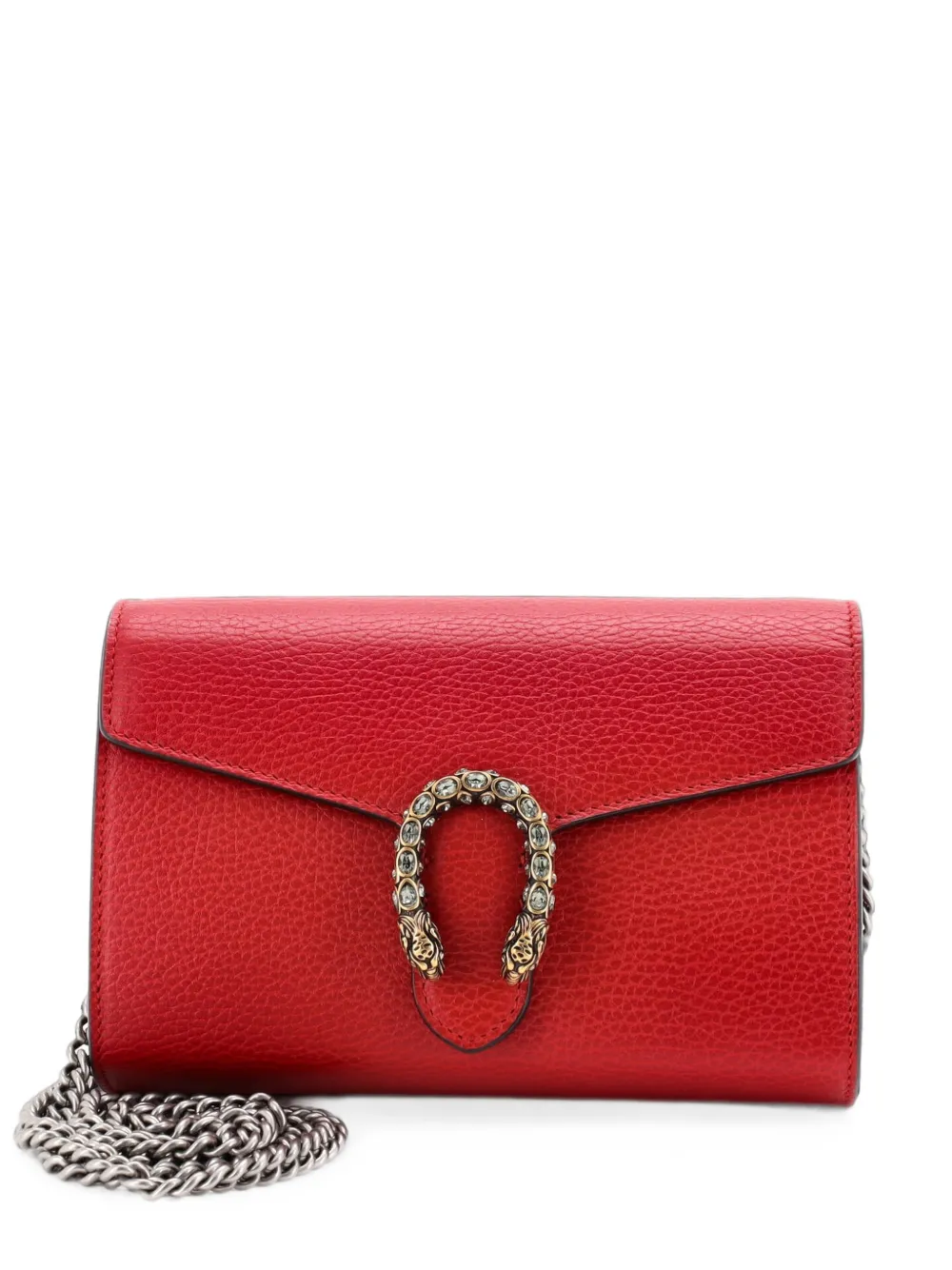 Gucci Pre-Owned Dionysus Chain Wallet Leather with Embellished Detail Small crossbody bag - Rosso