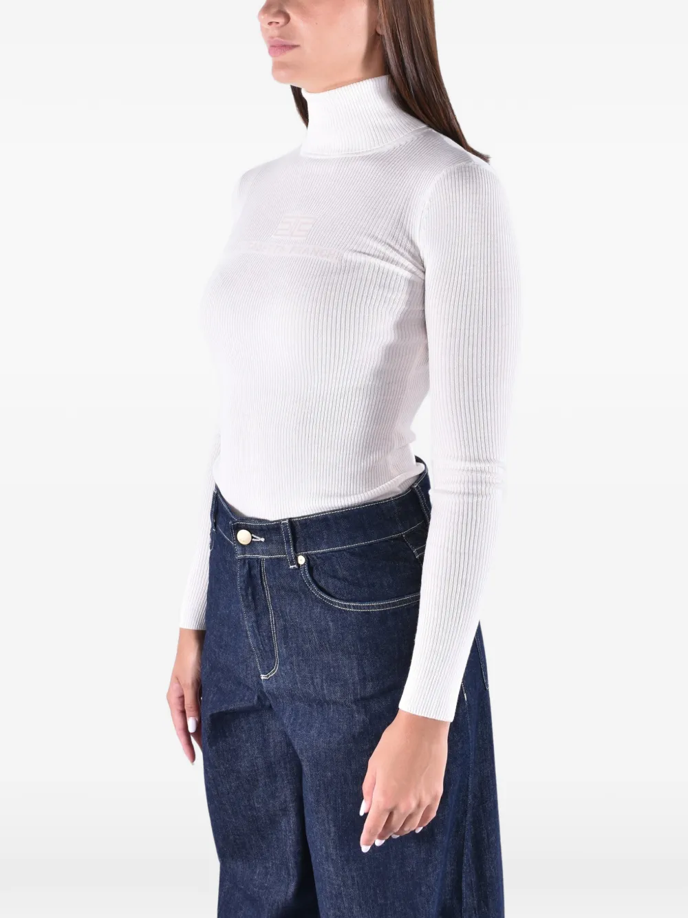 Elisabetta Franchi Trui met geborduurd logo Wit