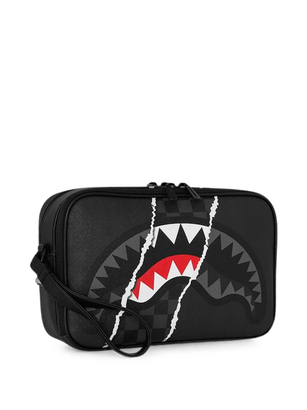 Sprayground Shark Central geruite clutch Zwart