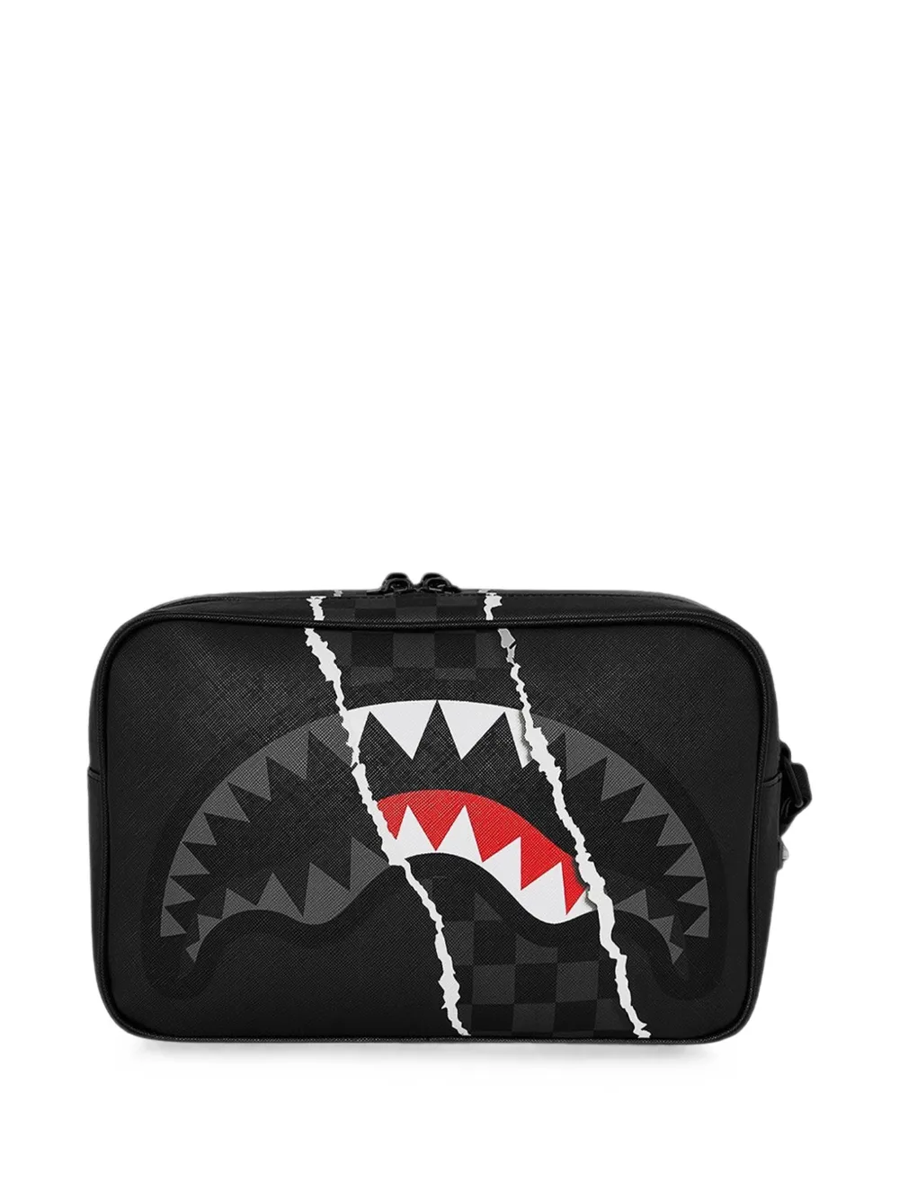 Sprayground Shark Central geruite clutch Zwart