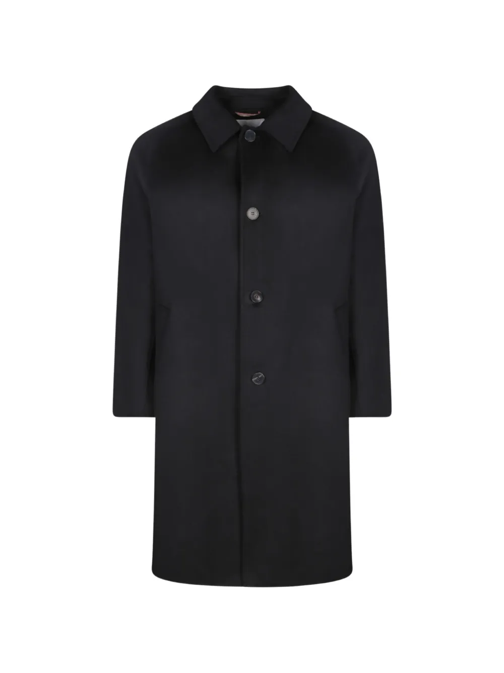 Amaranto Button-up Raglan-sleeve Coat In Black