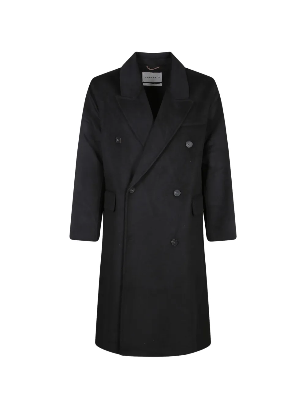 Amaranto Double-breasted Coat In Black