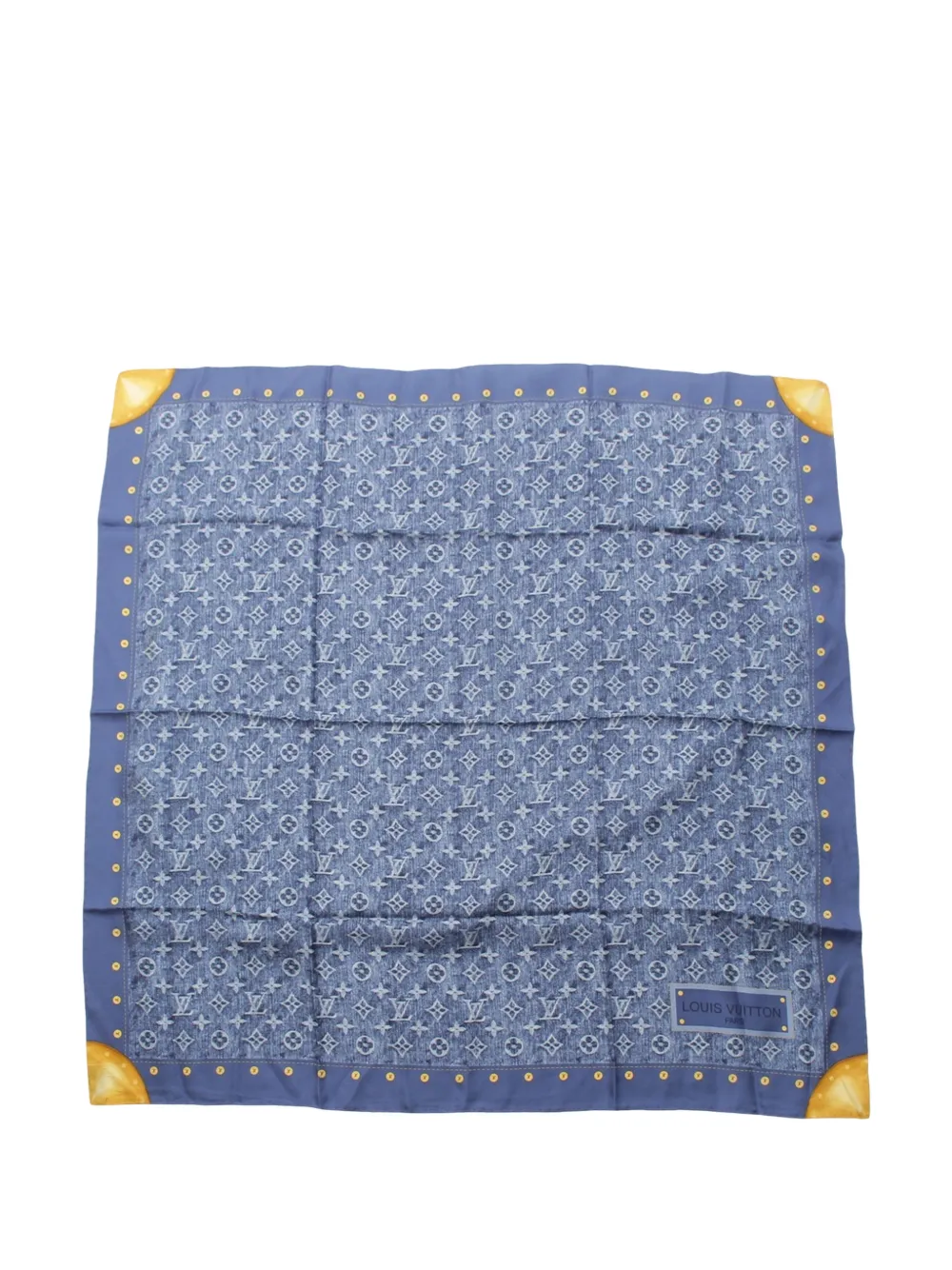 Pre-owned Louis Vuitton 2020-2026 Monogram Denim Silk Scarf Scarves In Blue